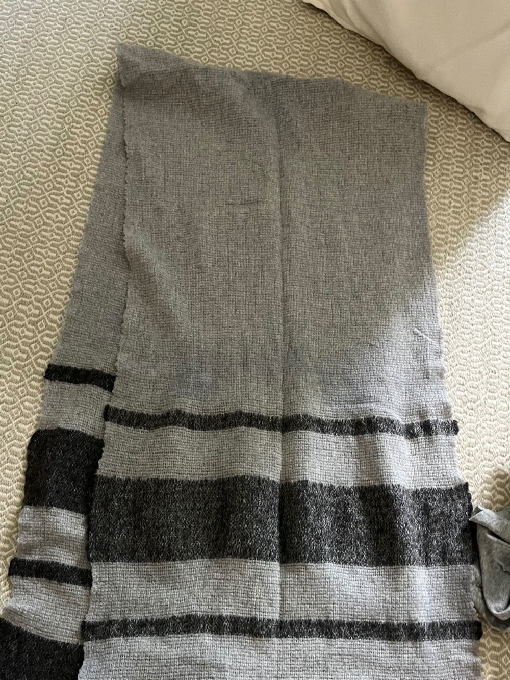 EILEEN FISHER Scarf OS 22x80 Wool Alpaca Mohair Black and Grey Scarf